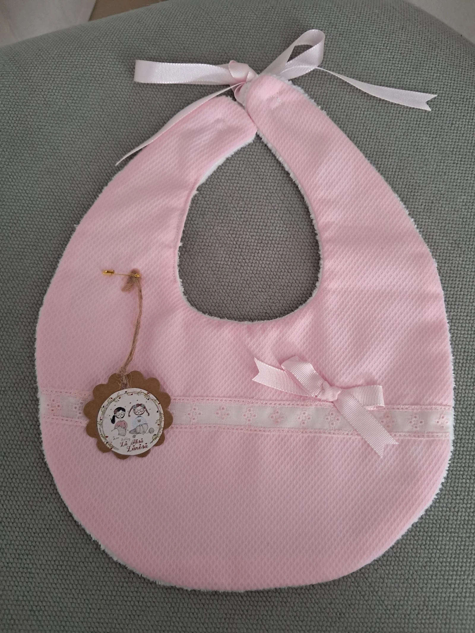 Pink piqué bib – photo 2